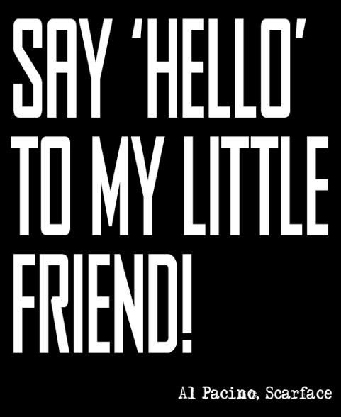 Say "Hello" to my little freind!